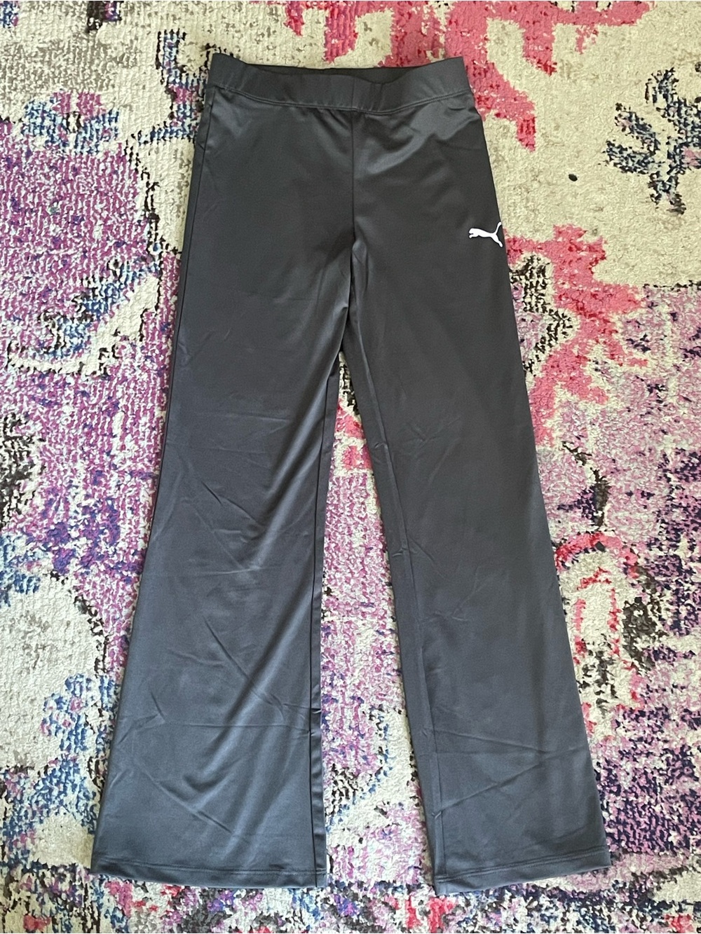 Puma Black and Gray Performance Leggings with Logo Tag